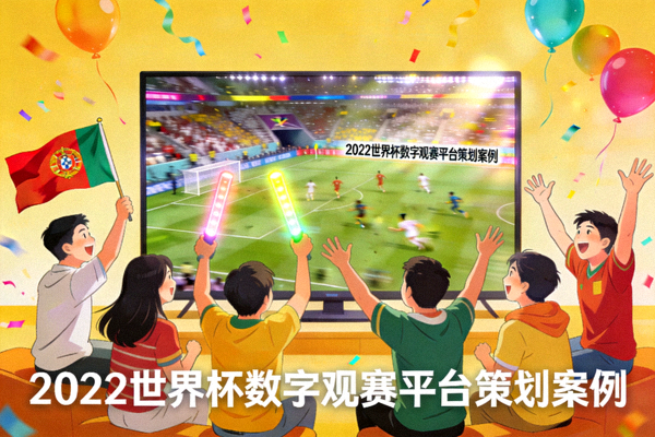 2022世界杯数字观赛平台策划案例 - 球迷在屏幕前欢呼庆祝